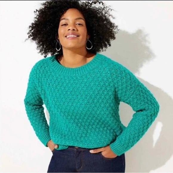 ⭐️Loft Wool Blend Bobble Stitch Sweater Green Size Small - Picture 1 of 6